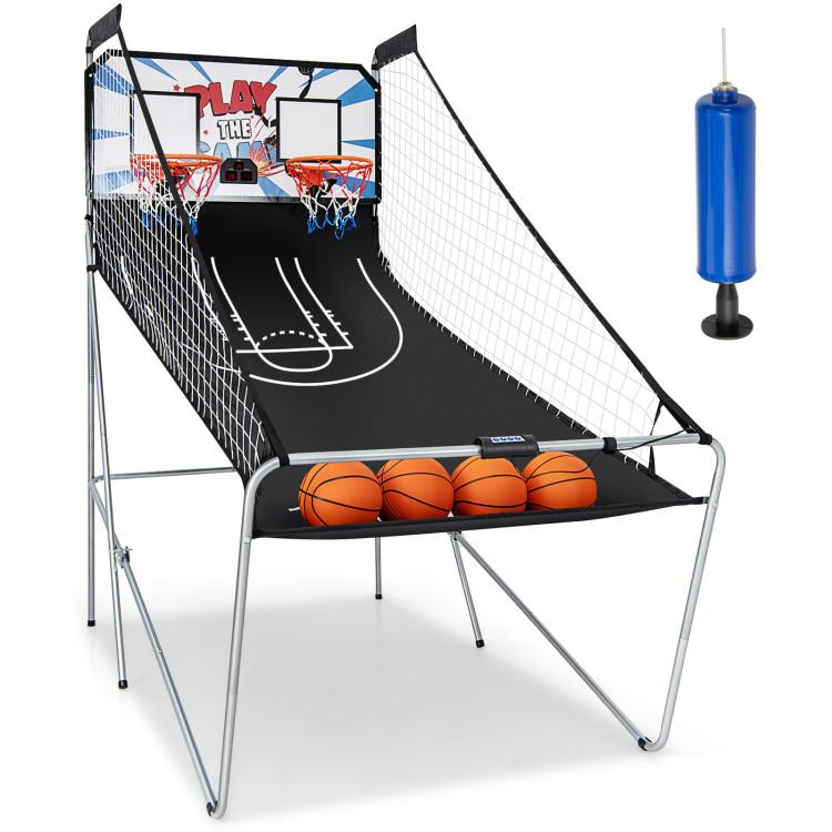 Game Room |  Indoor Double Electronic Basketball Game with 4 Balls White Furniture Game Room