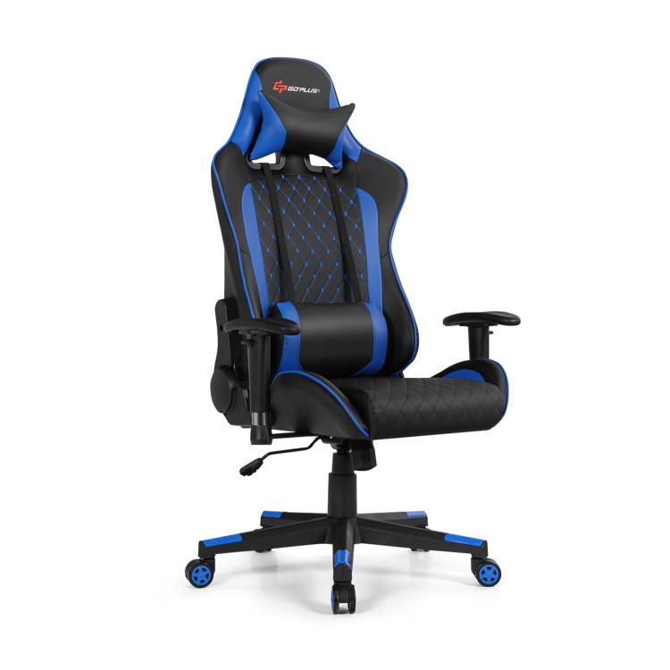 Gaming Chairs |  Massage Gaming Chair with Lumbar Support and Headrest Blue Gaming Chairs Blue