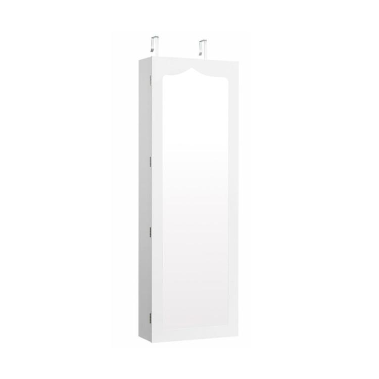 Jewelry Armoires |  Door Hanging Mirror Jewelry Armoire with Full Length Mirror and 6 Drawers White Bedroom Jewelry Armoires