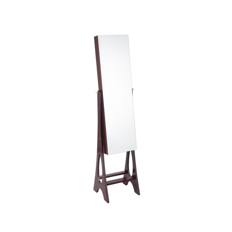 Jewelry Armoires |  Freestanding Jewelry Cabinet Armoire Organizer with Bevel Edge Mirror Brown Bedroom Brown