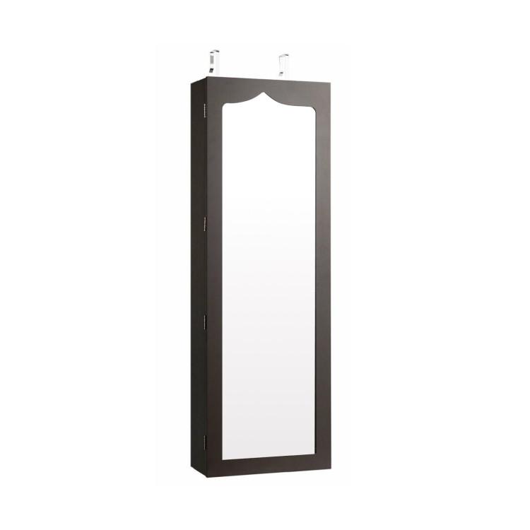 Jewelry Armoires |  Lockable Wall Mounted Mirror Jewelry Armoire with 5 LEDs and 6 Drawers Brown Bedroom Brown