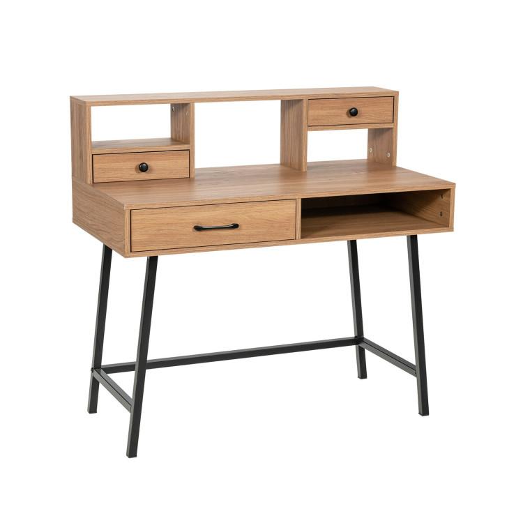 Makeup Vanities |  42-Inch Vanity Desk with Tabletop Shelf and 2 Drawers Natural Bedroom Makeup Vanities