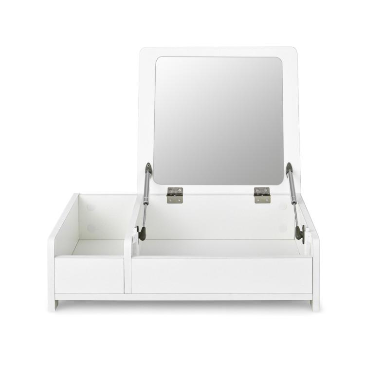 Makeup Vanities |  Compact Bay Window Makeup Dressing Table with Flip-Top Mirror White Bedroom Makeup Vanities