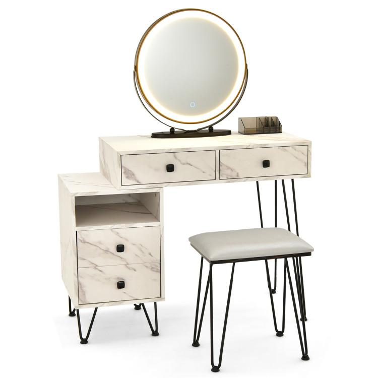 Makeup Vanities |  Modern Dressing Table with Storage Cabinet White Bedroom Makeup Vanities