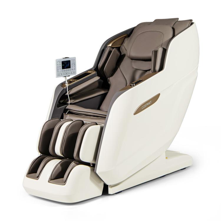 Massage Chairs |  2024 New 3D Model-SL Track Massage Chair with Airbags Waist and Calves Heating Foot Rollers Brown & White Living Room Brown & White