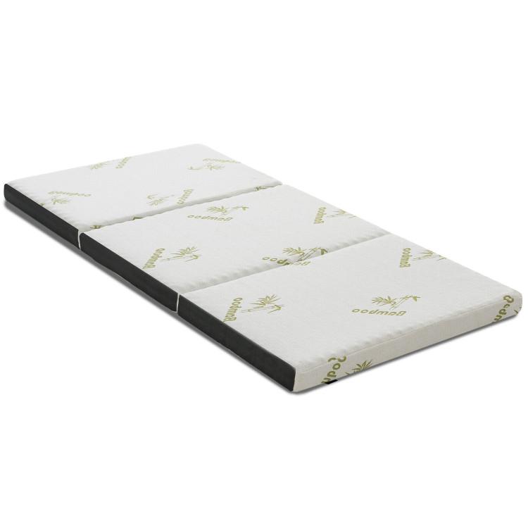 Mattresses |  Portable Tri-fold Memory Foam Floor Mattress Topper with Carrying Bag White Bedroom Mattresses