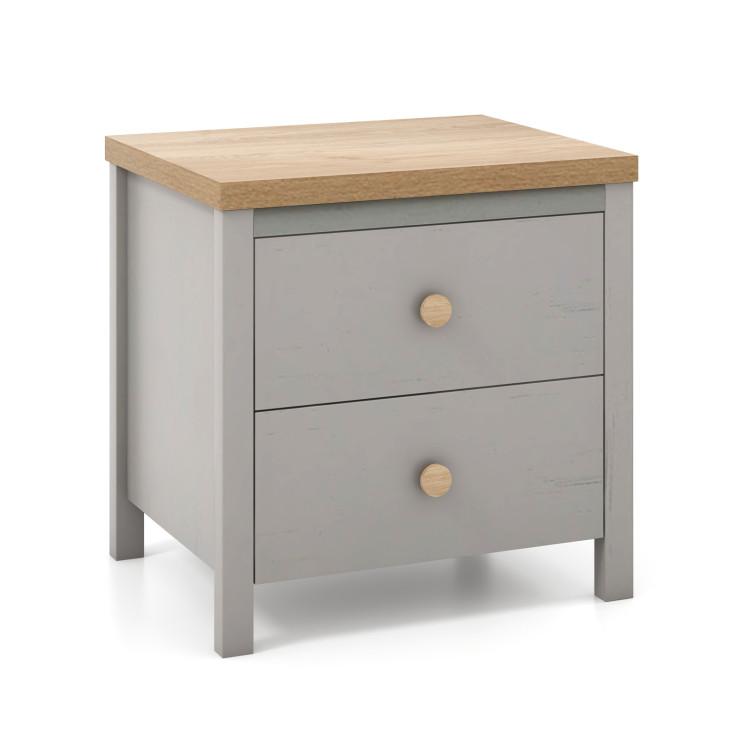 Nightstands |  2-Drawer Nightstand with Rubber Wood Legs Gray Bedroom Gray