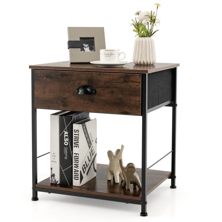 Nightstands |  2 Tiers Nightstand with Open Storage Shelf for Living Room, Bedroom Bedroom Nightstands