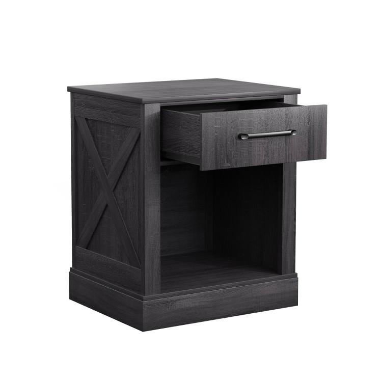 Nightstands |  Compact Nightstand with Drawer and Open Compartment Black Bedroom Black