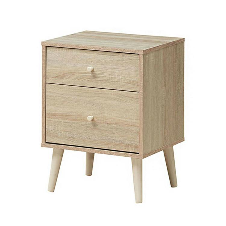 Nightstands |  Freestanding Bedside Nightstand  with 2 Storage Drawers and Rubber Legs Natural Bedroom Natural