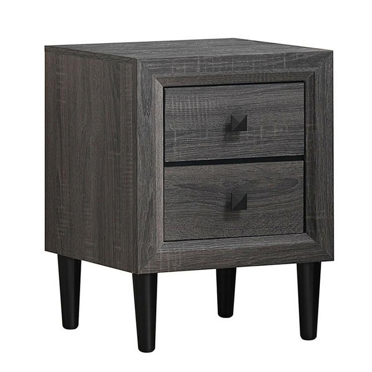 Nightstands |  Multipurpose Retro Bedside Nightstand with 2 Drawers Gray Bedroom Gray