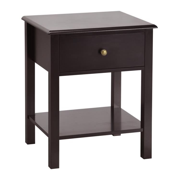 Nightstands |  Nightstand End Table with Drawer and Shelf Brown Bedroom Brown