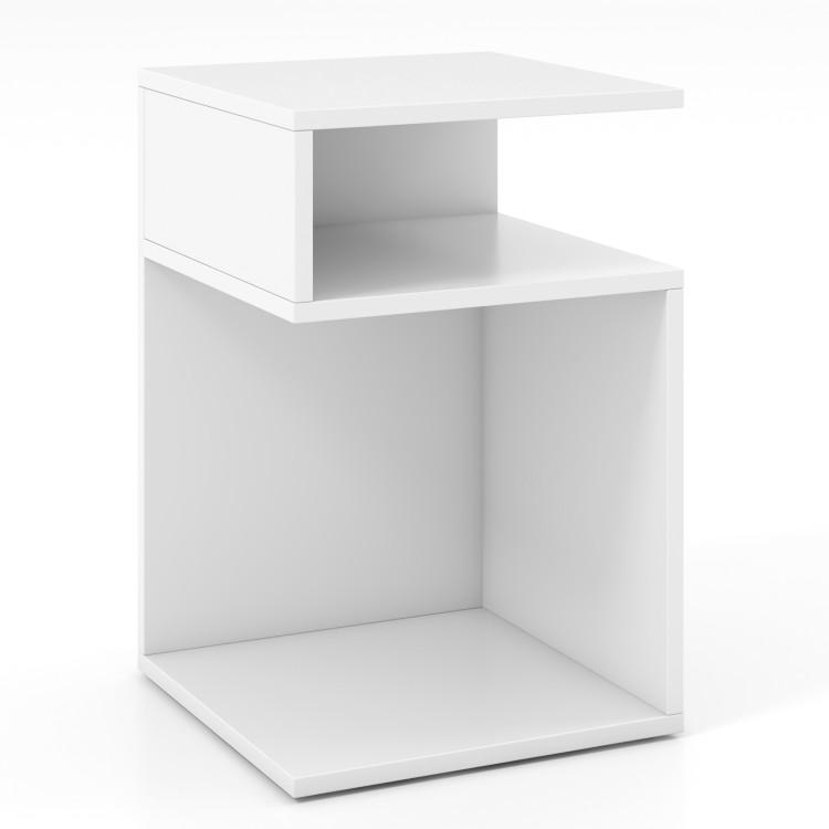 Nightstands |  S-Shaped Side Table with Unique S-shaped Frame and 2 Open Compartments White Bedroom Nightstands