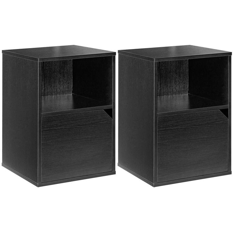 Nightstands |  Set of 2 Nightstands Side End Table for Living Room Black Bedroom Black