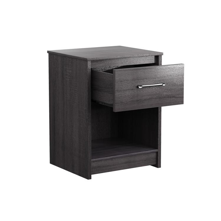 Nightstands |  Wooden Nightstand with Drawer and Open Storage Compartment Black Bedroom Black