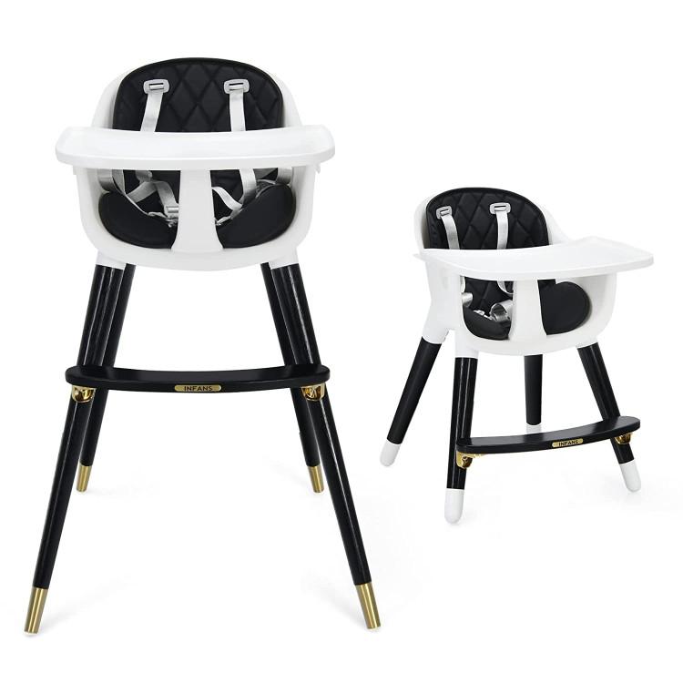 Nursery Furniture |  3-In-1 Adjustable Baby High Chair with Soft Seat Cushion for Toddlers Black Furniture Black