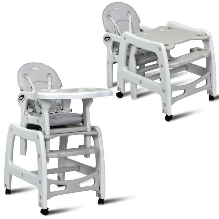 Nursery Furniture |  3-in-1 Baby High Chair with Lockable Universal Wheels Gray Furniture Gray