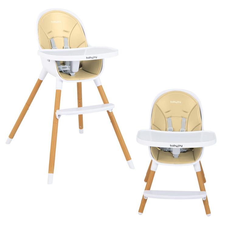 Nursery Furniture |  4-in-1 Convertible Baby High Chair Infant Feeding Chair with Adjustable Tray Beige Furniture Beige