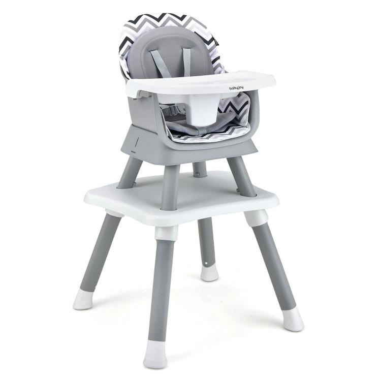 Nursery Furniture |  6-in-1 Convertible Baby High Chair with Adjustable Removable Tray Gray & White Furniture Gray & White