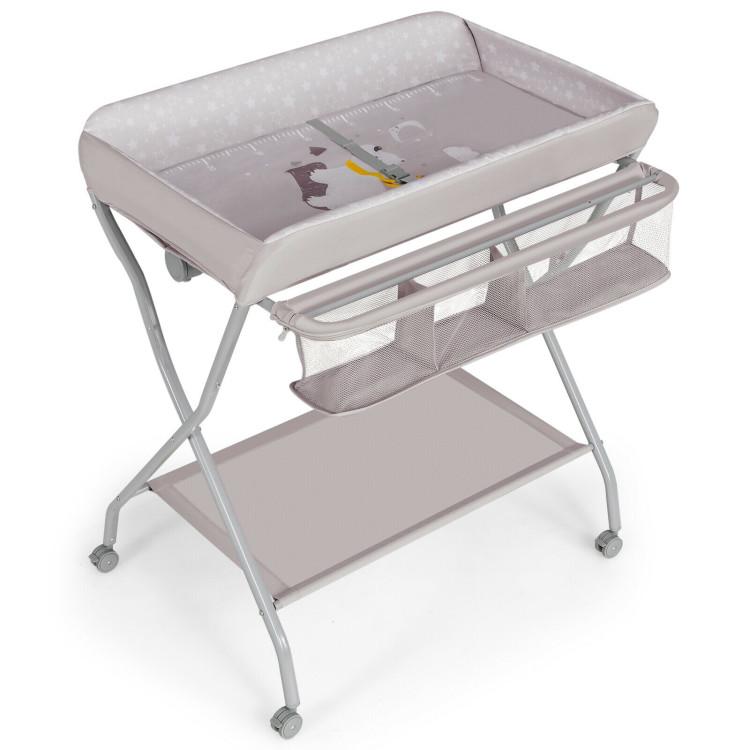 Nursery Furniture |  Baby Changing Table with Safety Belt and 4-side Defence Gray Furniture Gray