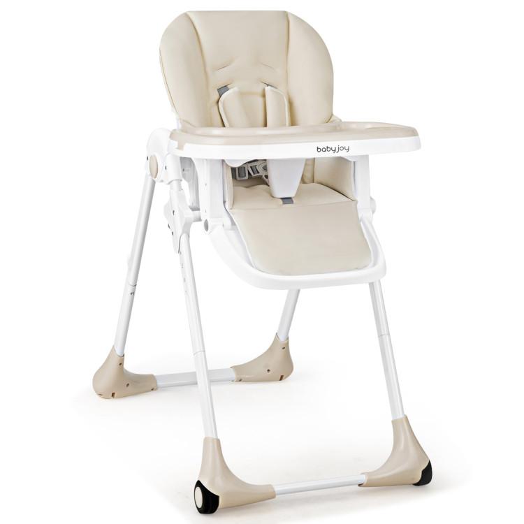 Nursery Furniture |  Baby Convertible High Chair with Wheels Beige Furniture Beige