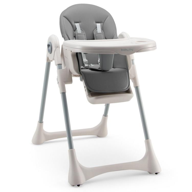 Nursery Furniture |  Baby Folding High Chair Dining Chair with Adjustable Height and Footrest Gray Furniture Gray