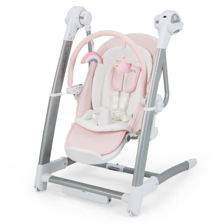 Nursery Furniture |  Baby Folding High Chair with 8 Adjustable Heights and 5 Recline Backrest Pink Furniture Nursery Furniture