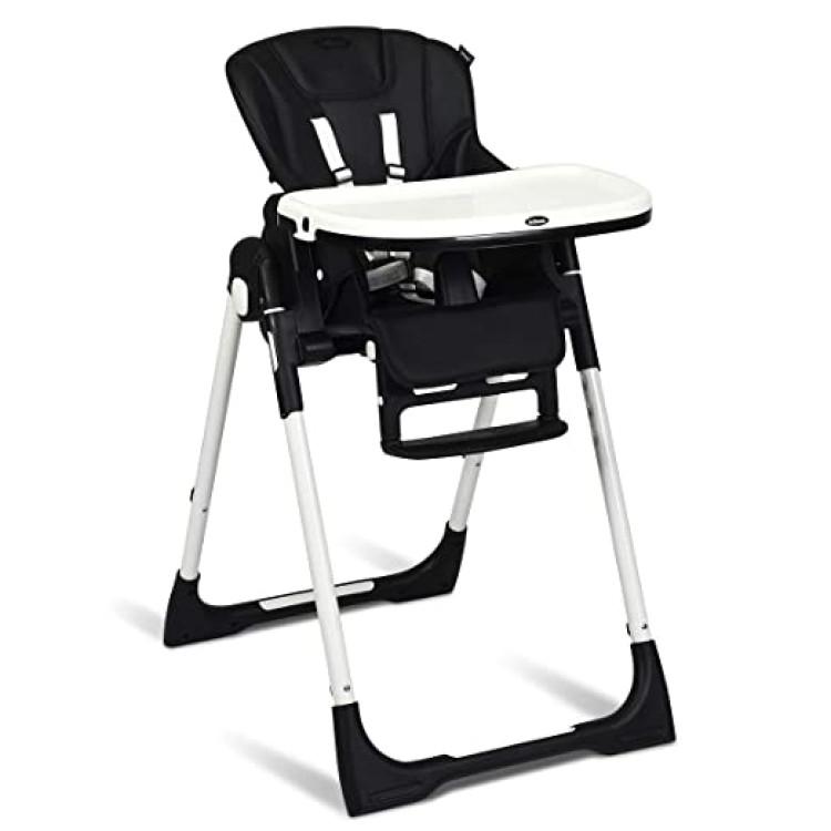 Nursery Furniture |  Foldable High Chair with Multiple Adjustable Backrests Black Furniture Black