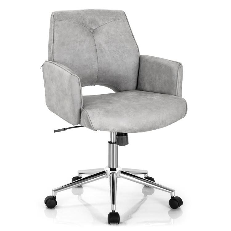 Office Chairs |  Adjustable Hollow Mid Back Leisure Office Chair with Armrest Gray Home Office Gray