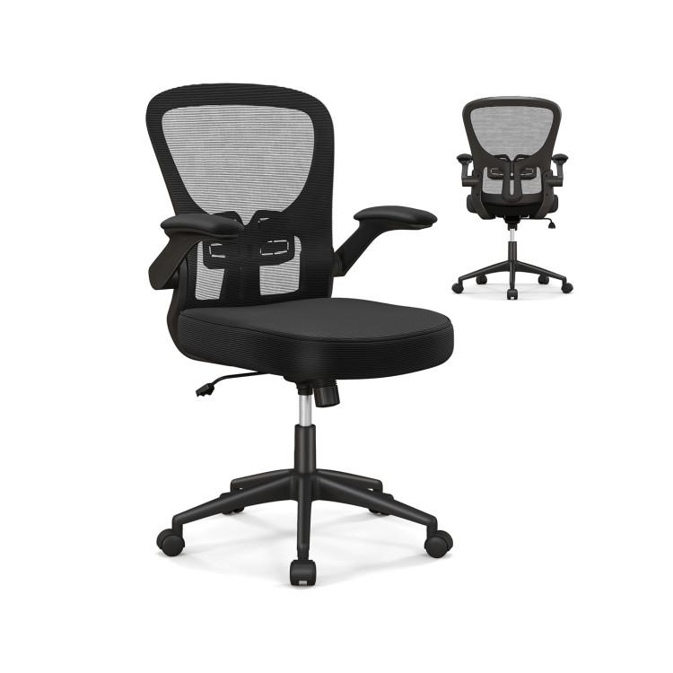 Office Chairs |  Adjustable Swivel Mesh Task Office Chair with Flip-Up Armrests Black Home Office Black