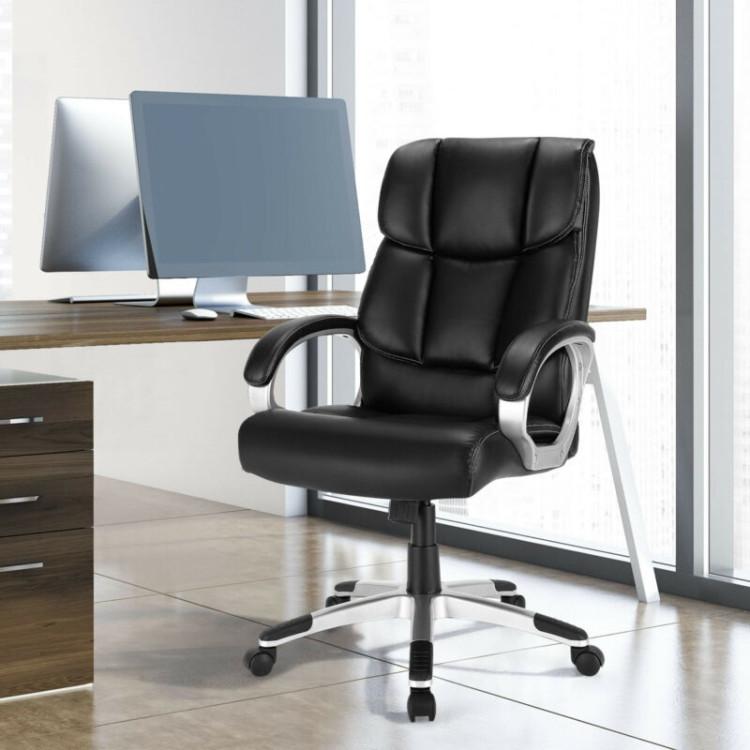 Office Chairs |  Big and Tall Adjustable High Back Leather Executive Computer Desk Chair Black Home Office Black