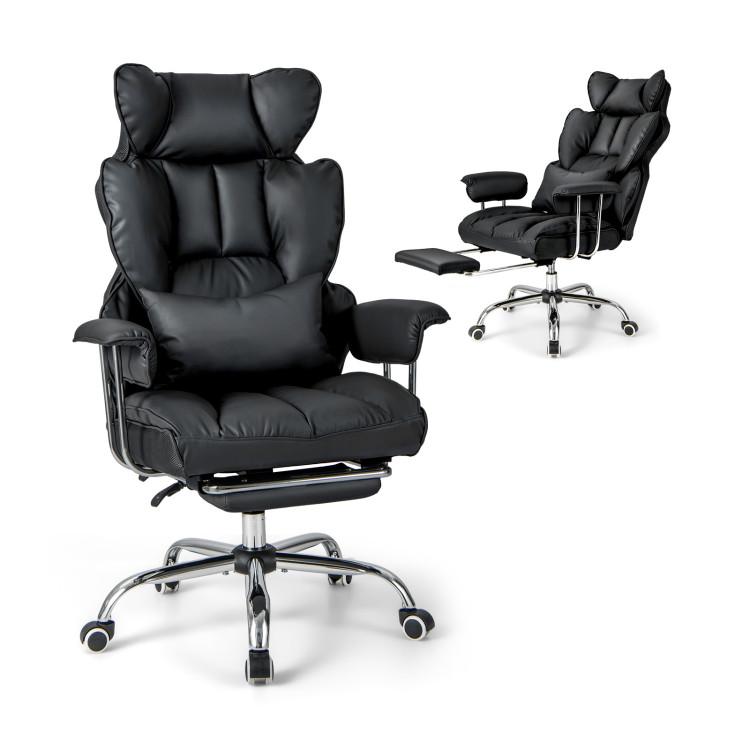 Office Chairs |  Big and Tall Executive Office Desk Chair with Footrest Black Home Office Black