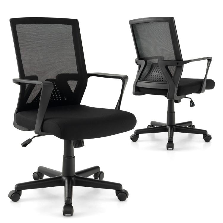 Office Chairs |  Ergonomic Desk Chair with Lumbar Support and Rocking Function Black Home Office Black