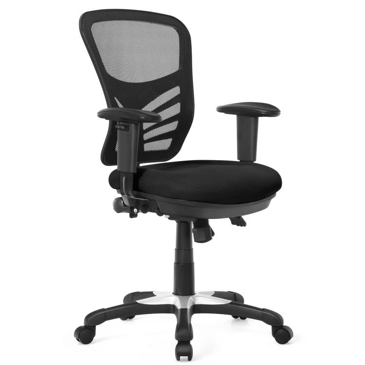 Office Chairs |  Ergonomic Mesh Office Chair with Adjustable Back Height and Armrests Black Home Office Black