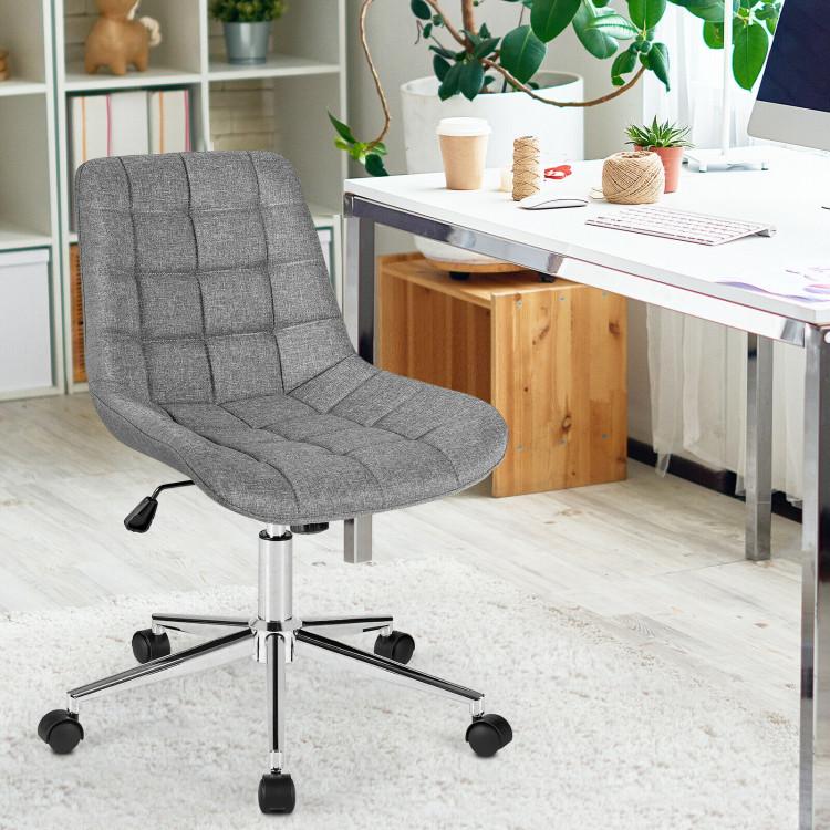 Office Chairs |  Fabric Adjustable Mid-Back Armless Office Swivel Chair Grey Home Office Grey