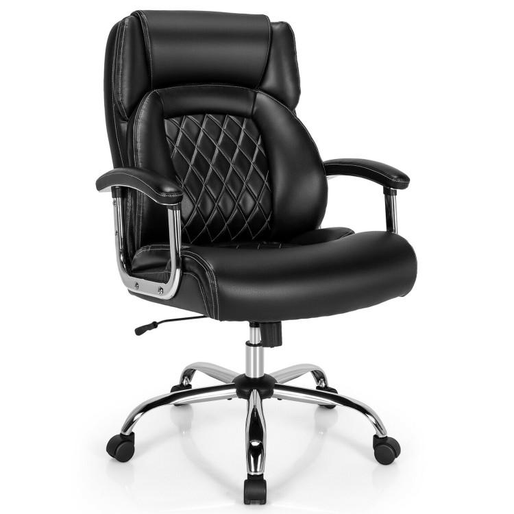 Office Chairs |  Height Adjustable Big and Tall Office Chair Computer Desk Chair with Metal Base Black Home Office Black