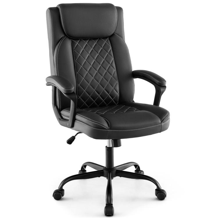 Office Chairs |  High Back Ergonomic Executive Chair with Thick Headrest Cushion Black Home Office Black