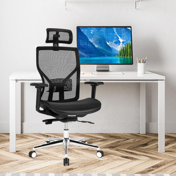 Office Chairs |  High-Back Mesh Executive Chair with Sliding Seat and Adjustable Lumbar Support Black Home Office Black