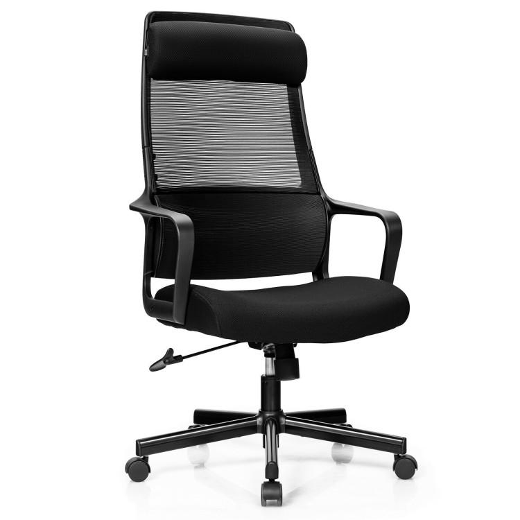 Office Chairs |  High Back Mesh Office Chair with Heating Headrest Black Home Office Black