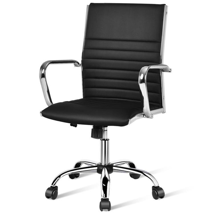 Office Chairs |  High Back Ribbed Office Chair with Armrests Black Home Office Black