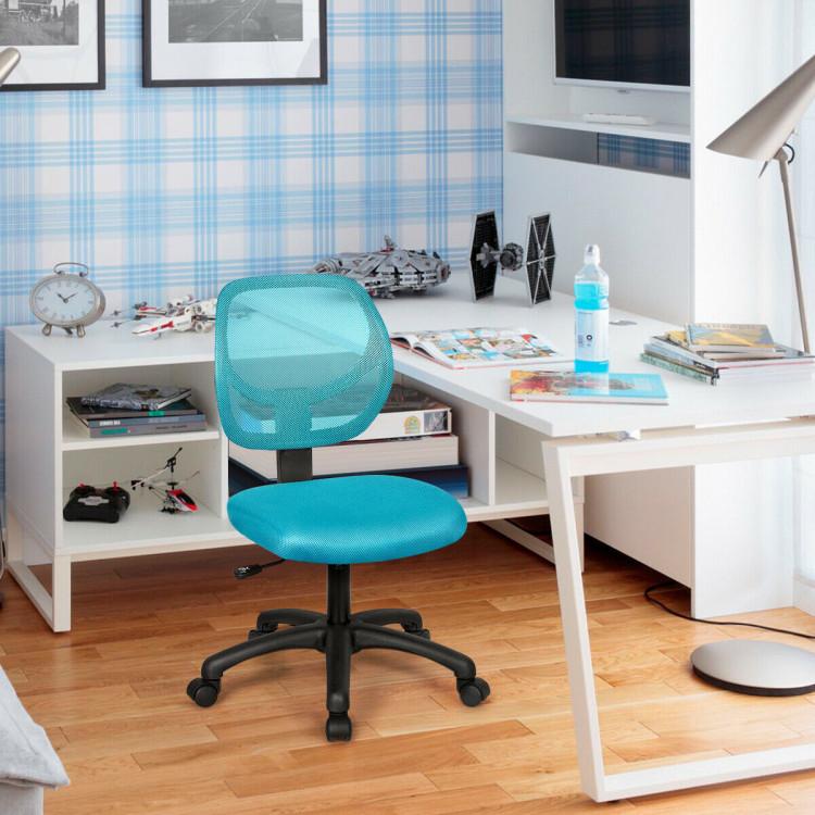 Office Chairs |  Low-back Computer Task Chair with Adjustable Height and Swivel Casters Blue Home Office Blue