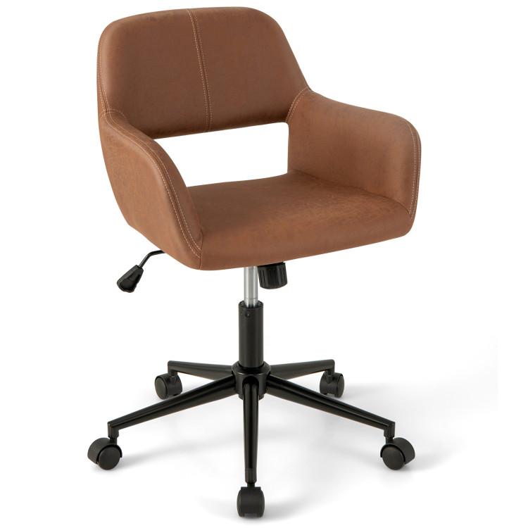 Office Chairs |  Mid Century Office Chair Faux Leather with Armrests Brown Home Office Brown