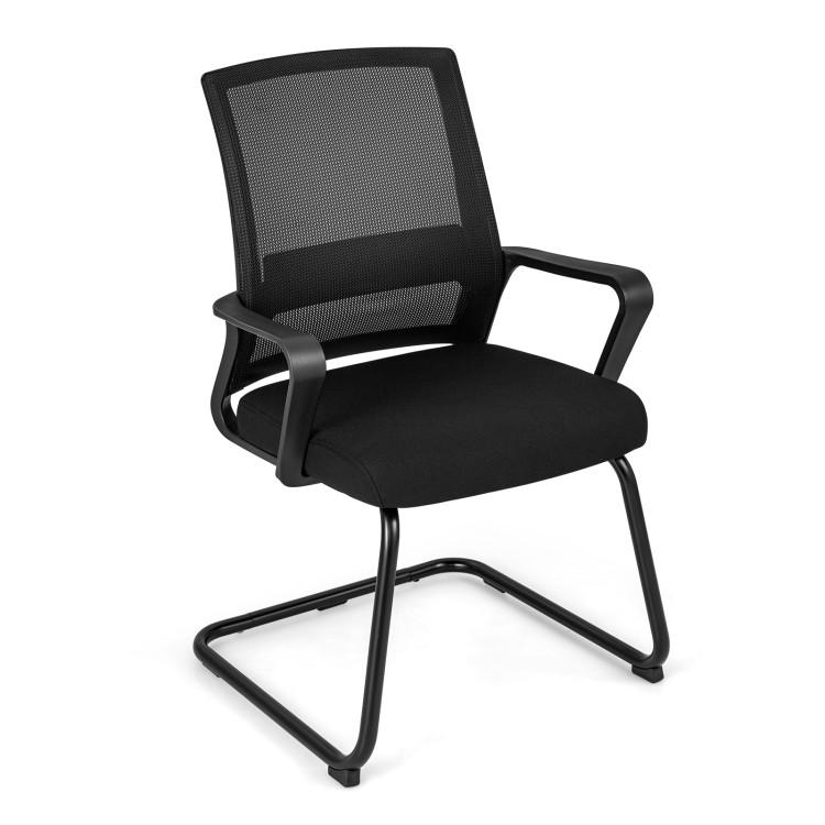 Office Chairs |  Office Guest Chair with Lumbar Support for Waiting Room Black Home Office Black