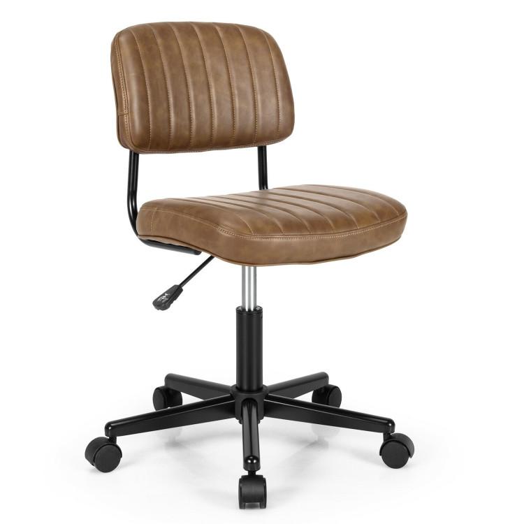 Office Chairs |  PU Leather Adjustable Office Chair  Swivel Task Chair with Backrest Brown Home Office Brown