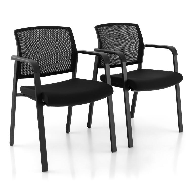 Office Chairs |  Set of 2 Stackable Reception Room Chairs with Padded Seat Black Home Office Black