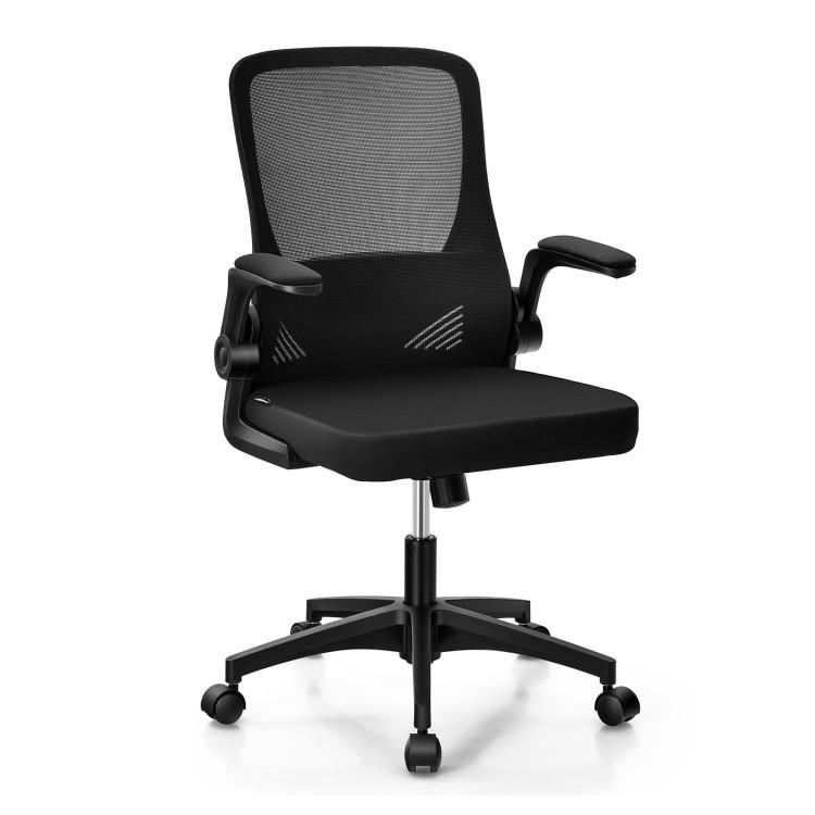 Office Chairs |  Swivel Mesh Office Chair with Foldable Backrest and Flip-Up Arms Black Home Office Black