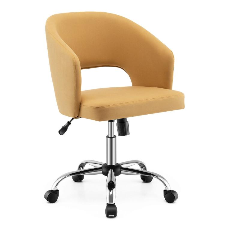 Office Chairs |  Upholstered Swivel Office Chair with Hollow Out Back Yellow Home Office Office Chairs