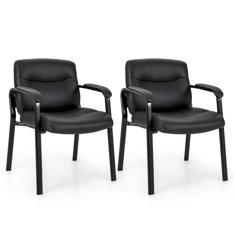 Office Chairs |  Waiting Room Chair No Wheels Set of 2 Black Home Office Black