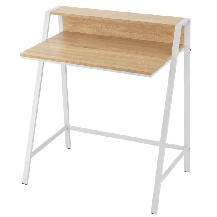 Office Desks |  2 Tier Small Computer Desk with Sturdy Frame for Small Place Natural Home Office Natural