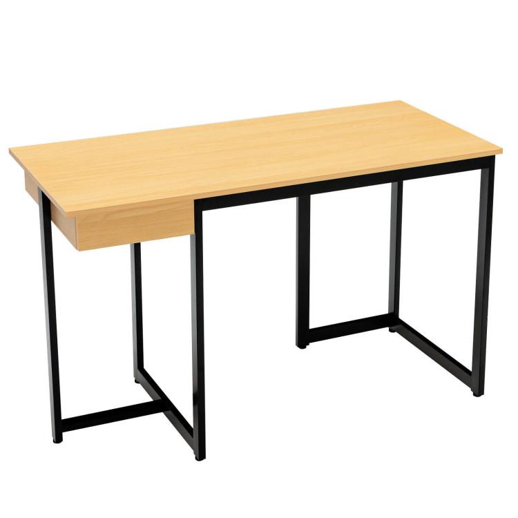 Office Desks |  48 Inch Computer Desk with Metal Frame and Adjustable Pads Natural Home Office Natural